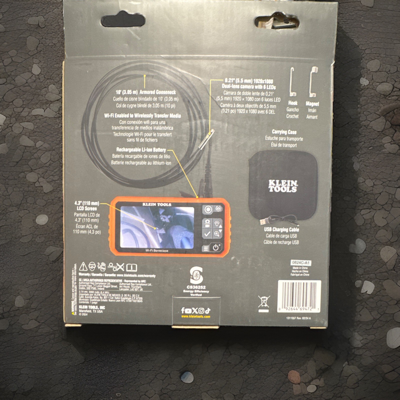 Klein Tools ET19 Digital Inspection Camera Wi-Fi 4.3″ LCD 10′ 5.5mm 1080p