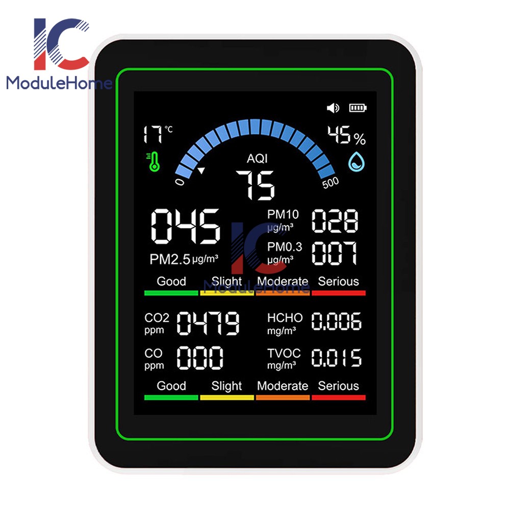 10-in-1 Air Quality Detector PM2.5 PM10 PM HCHO TVOC CO CO2 Formaldehyde Monitor