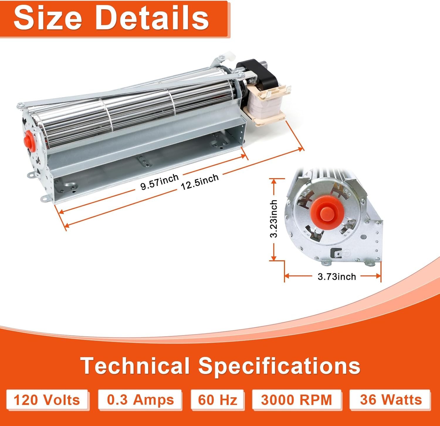 Replacement Fireplace Blower Kit for 3.23″ x 3.73″ x 12.5″