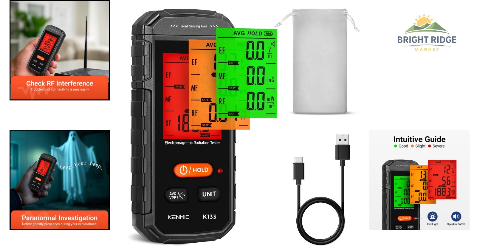 3-in-1 EMF Meter for Electric, Magnetic and Radio Frequency Detection