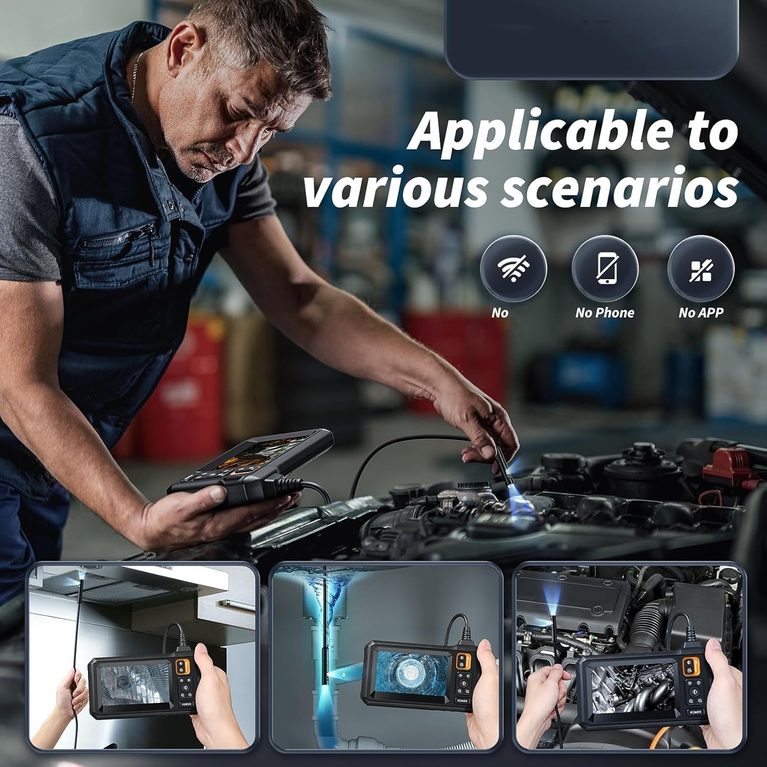 Endoscope Camera with Light, 1080P HD Borescope,Waterproof Snake Camera (16.5ft)