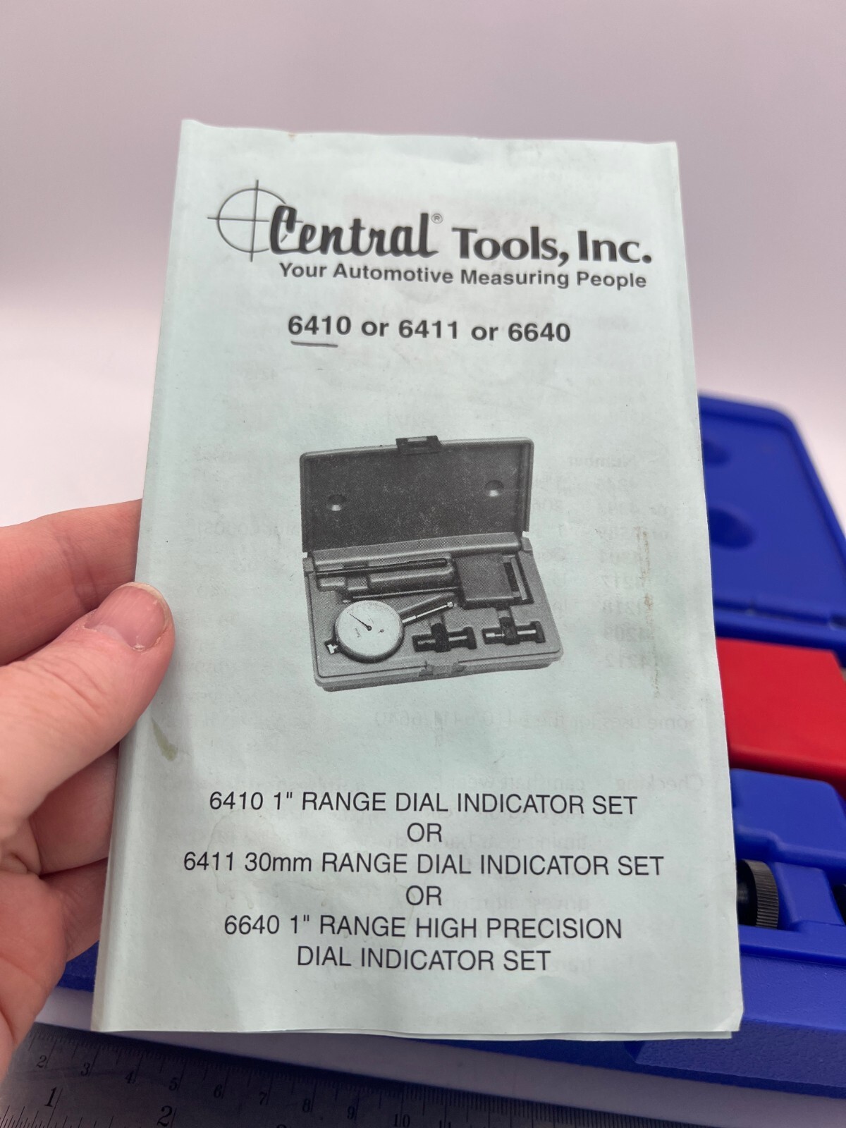 CENTRAL TOOLS 6410 1″ Range Dial Indicator Set Magnetic Base .001″ w/ Case USA