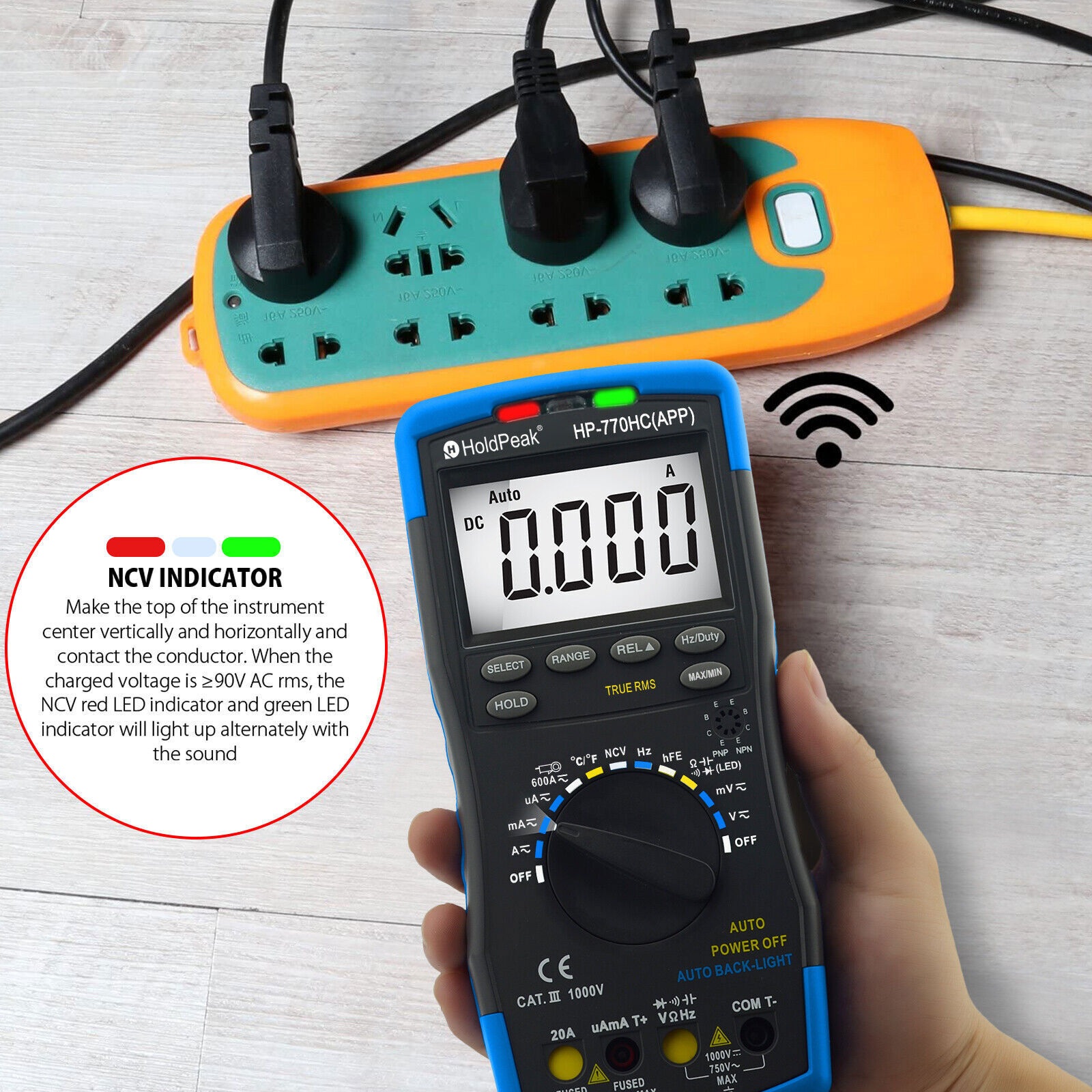 Voltmeter TRMS 6000 Count AC/DC NCV 1000V 20A Bluetooth Test Digital Multimeter