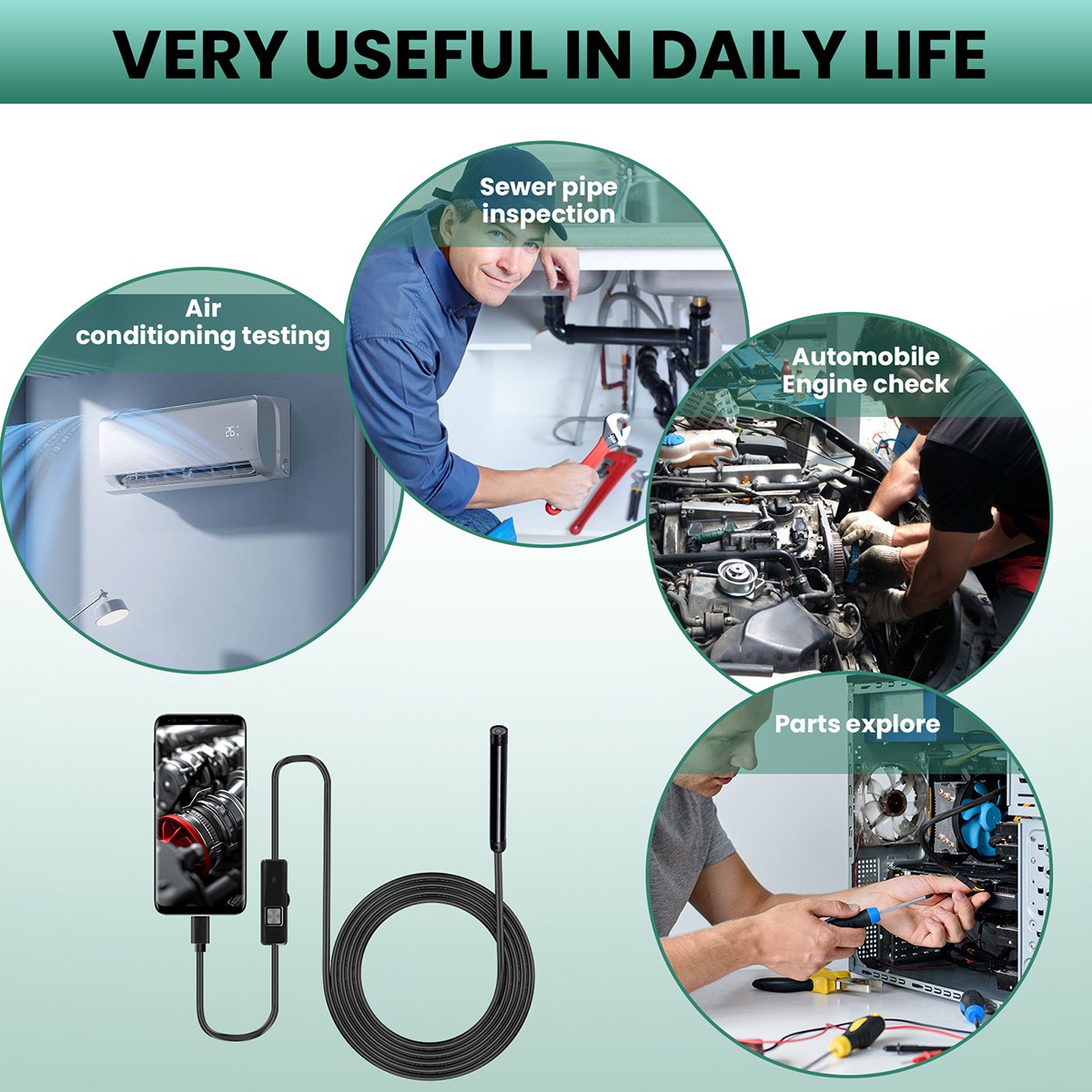 16.4ft/6.5ft Inspection Scope Camera For Android Cell Phone USB Type-C Endoscope