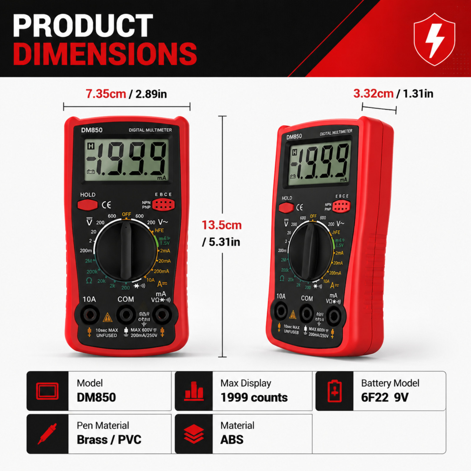 DM850 Professional Digital Multimeter 1999 Auto AC/DC Votage Tester Ohm Current