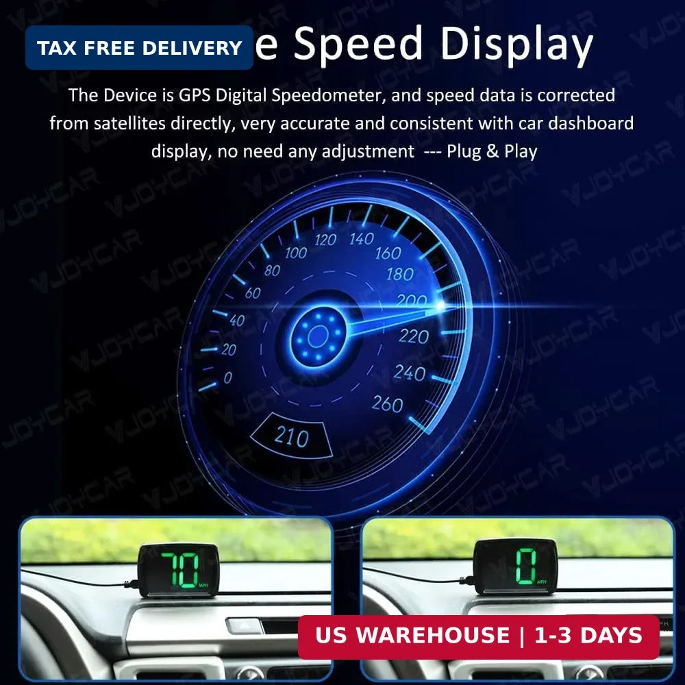 VJOYCAR New Speedometer HUD GPS Digital Speed Meter MPH Speedo Head Up Display f