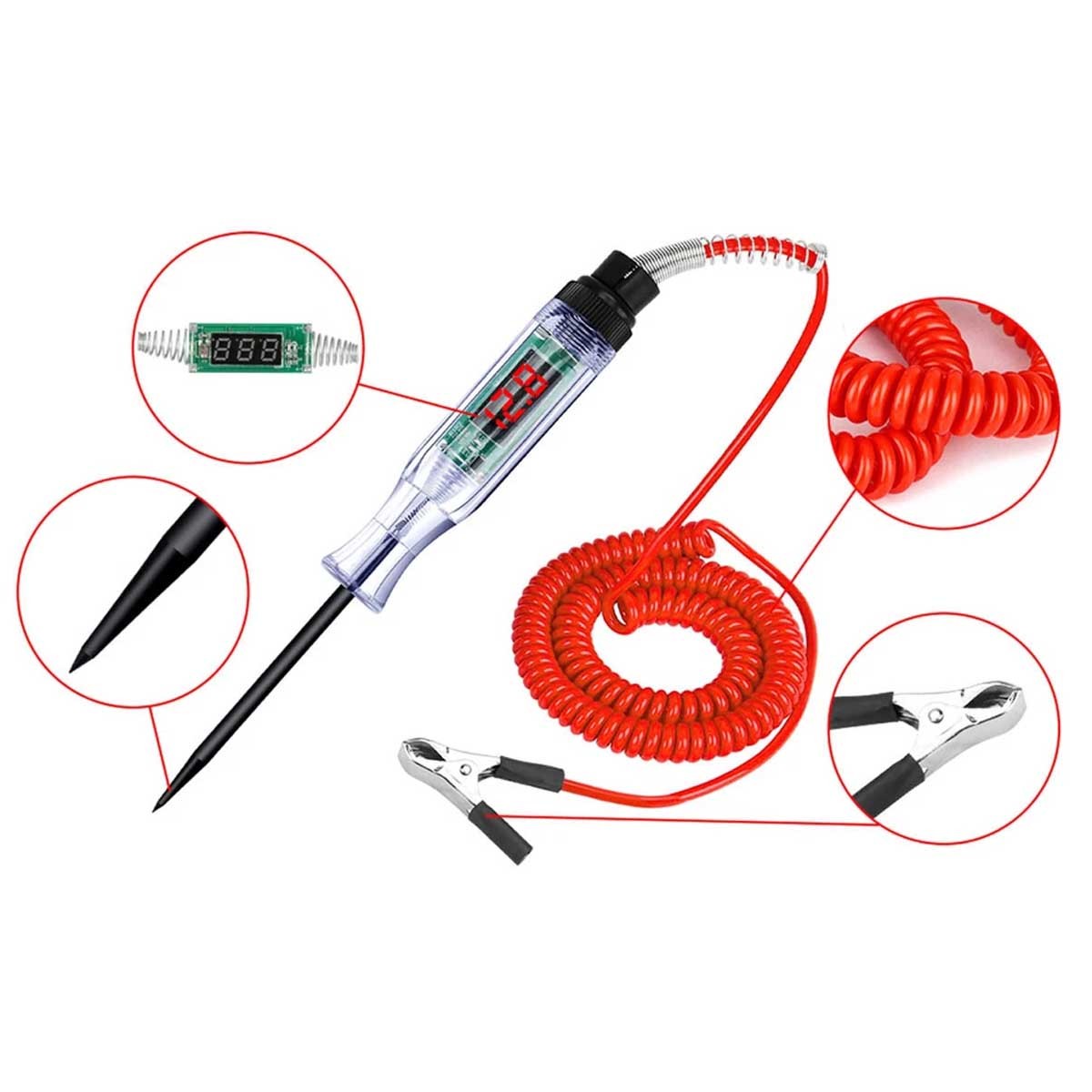 2 Digital LED Car Electric Tester for Voltage Systems, Cars, Live Wires, Fuses