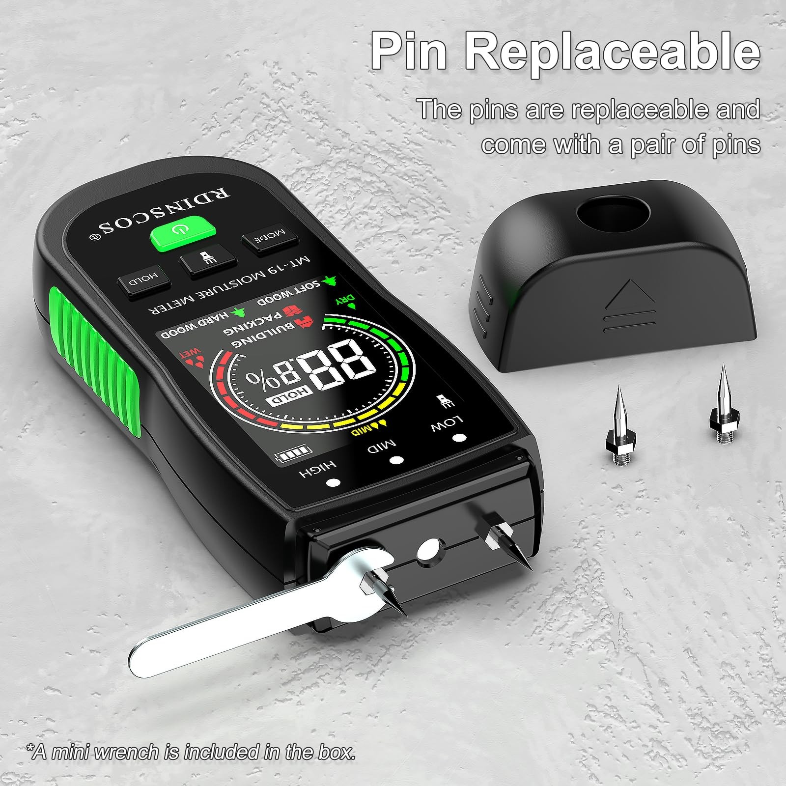 New RDINSCOS Digital Moisture Meter Wood for Firewood Drywall & Lumber Pin-Type