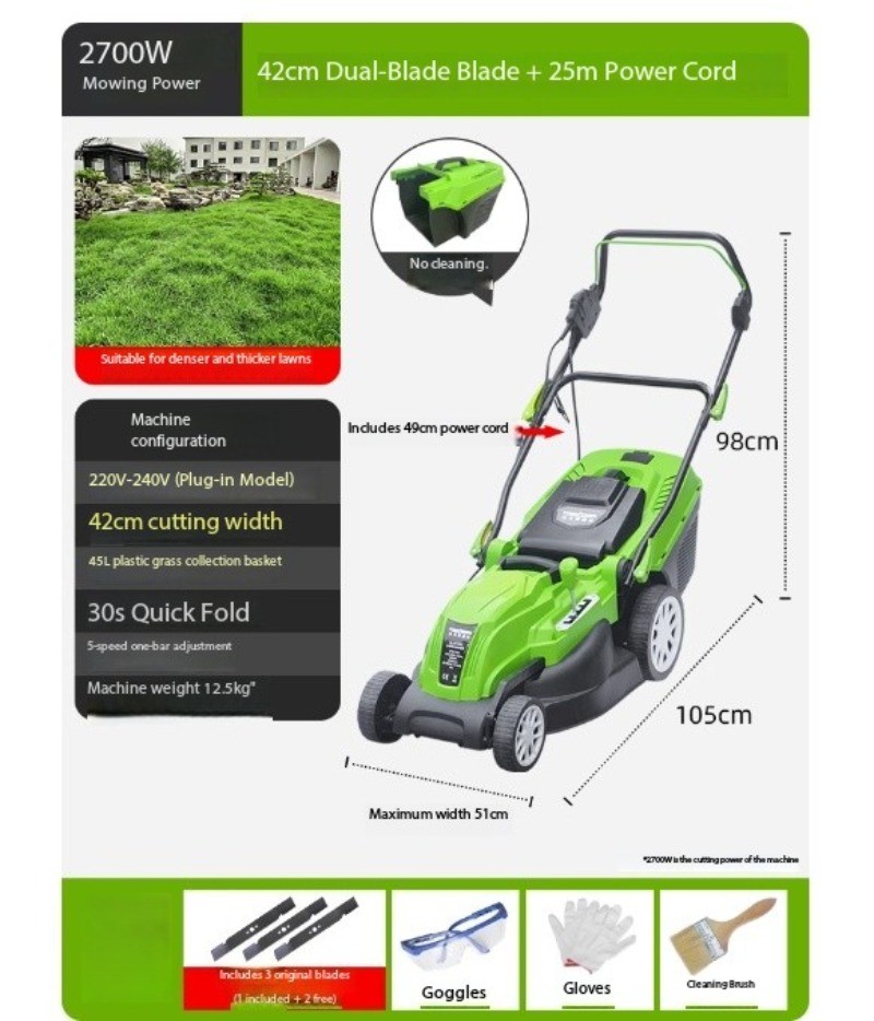 Weed Trimmer Wonder: Electric Lawn Mower, Push-Type, Compact for Home Use