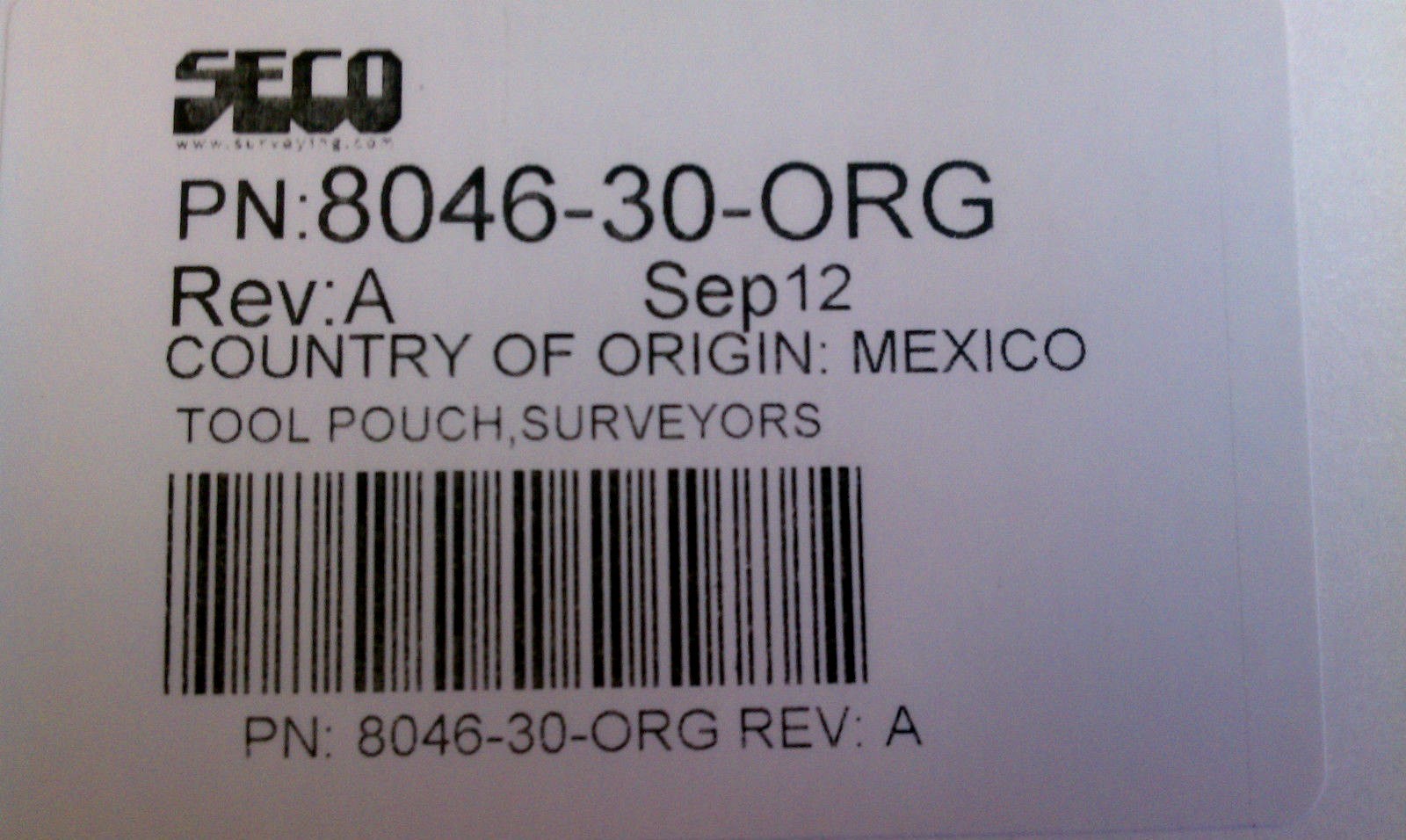 SECO Surveyor’s Five Pocket Tool Instrument Pouch with Belt Survey 8046-30-ORG