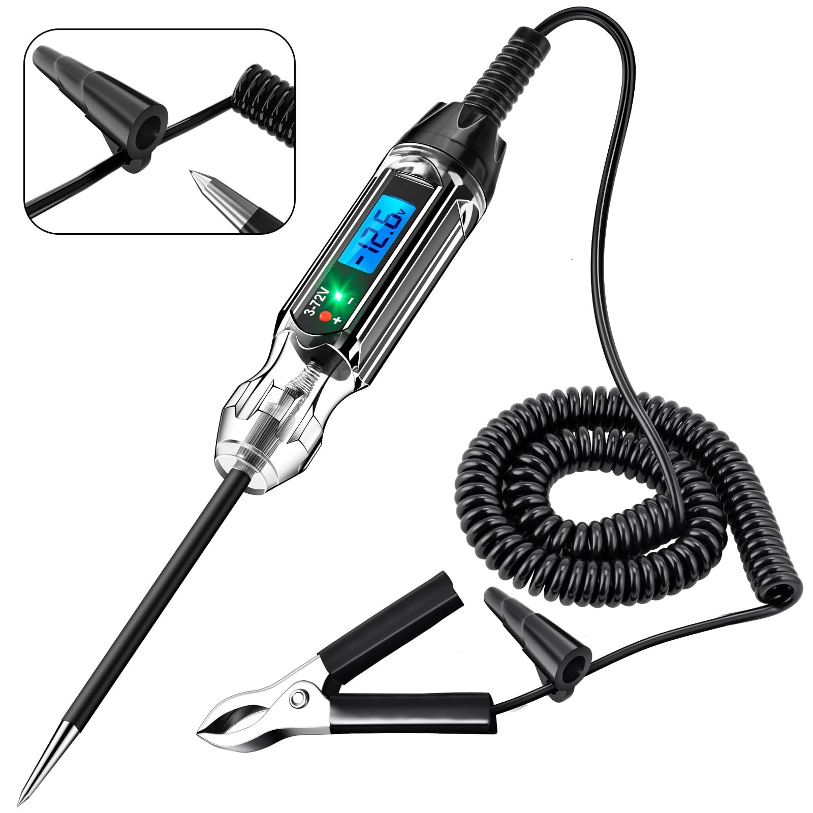 Heavy Duty 3-72V Backlit Digital LCD Circuit Tester Automotive Test Light wit…