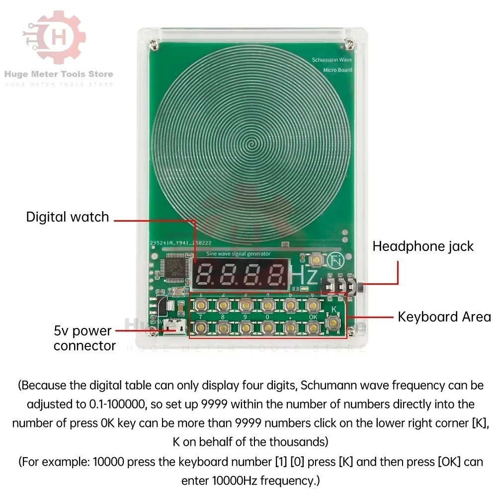 For Schumann Wave Generator Pulse Sine Frequency+Audio Output Connector+Case**