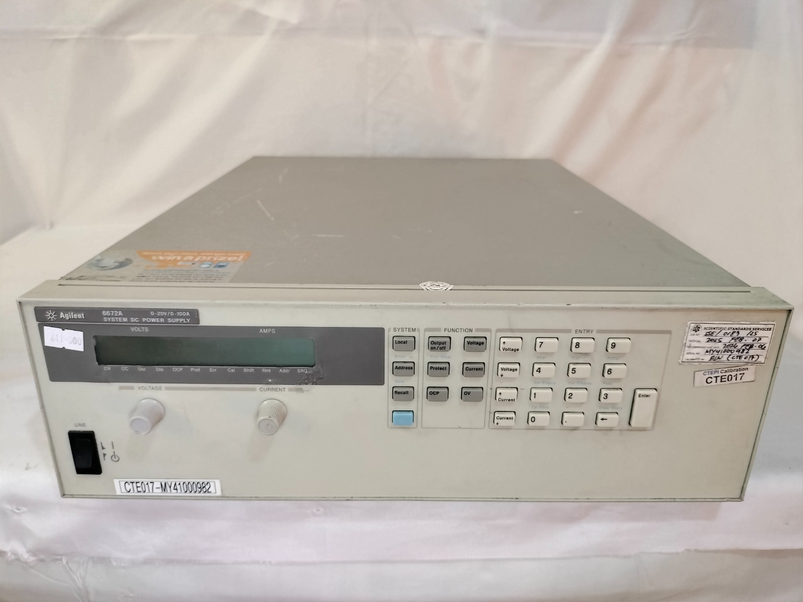 Agilent 6672A System DC Power Supply 0-20V/0-100A Made in Malaysia MY41000982
