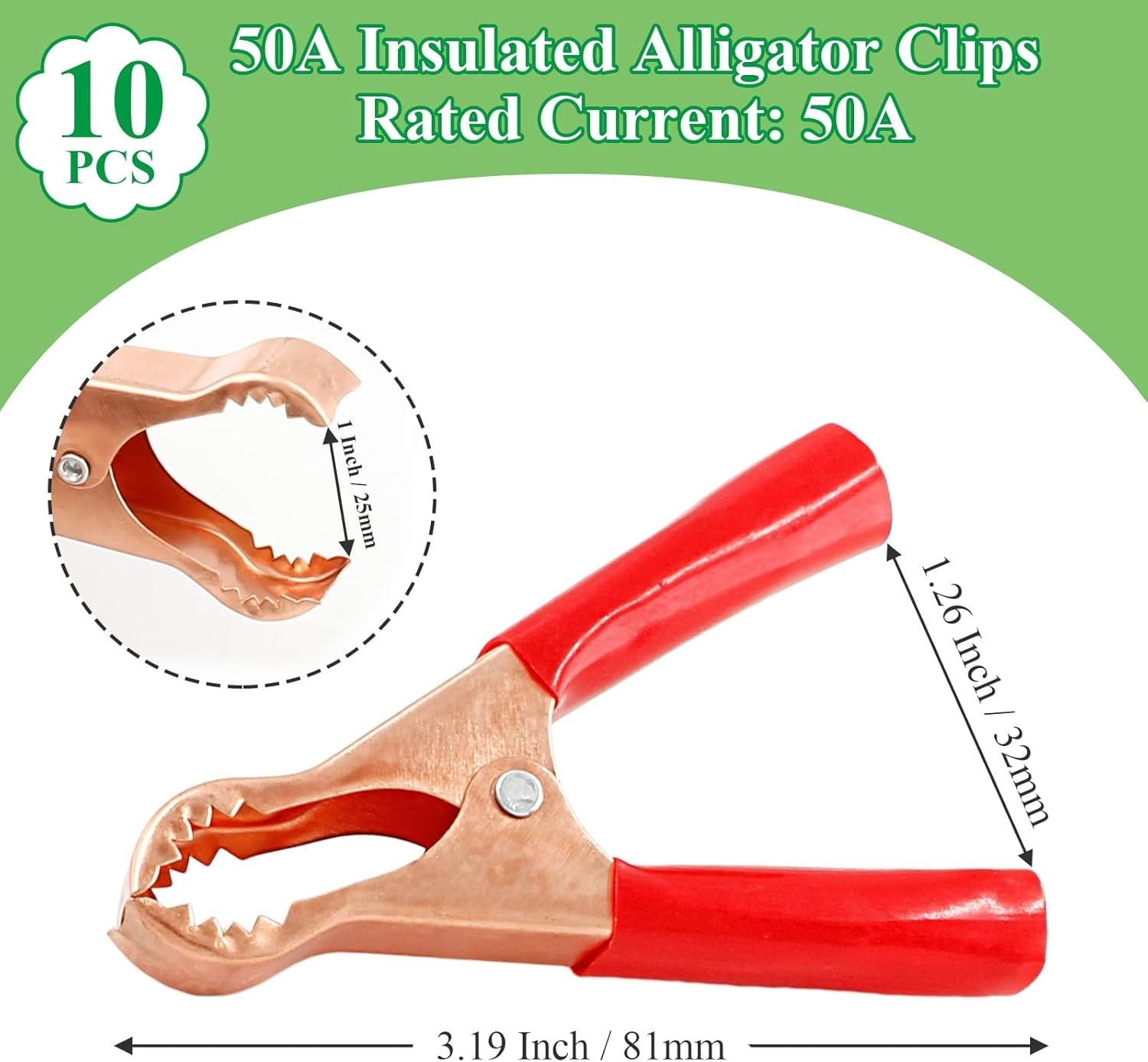 10Pcs 50A Insulated Alligator Clips Electrical Heavy Duty Alligator Clamps