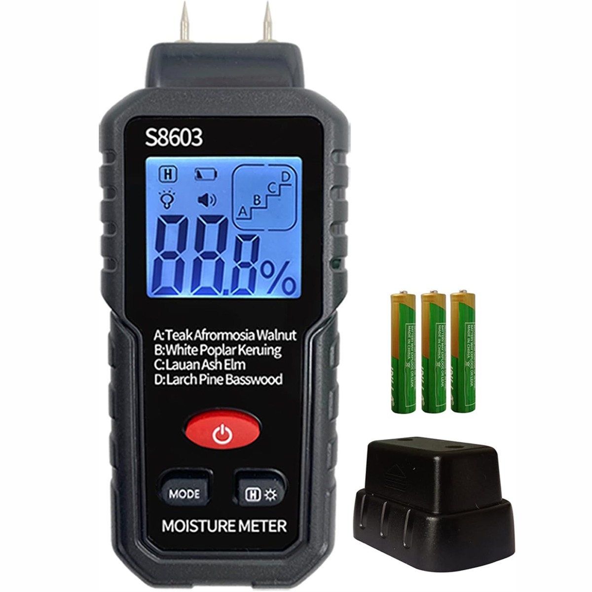 0-99.9% LCD Digital Wood Moisture Meter Two Pins Test Timber Damp Detector US