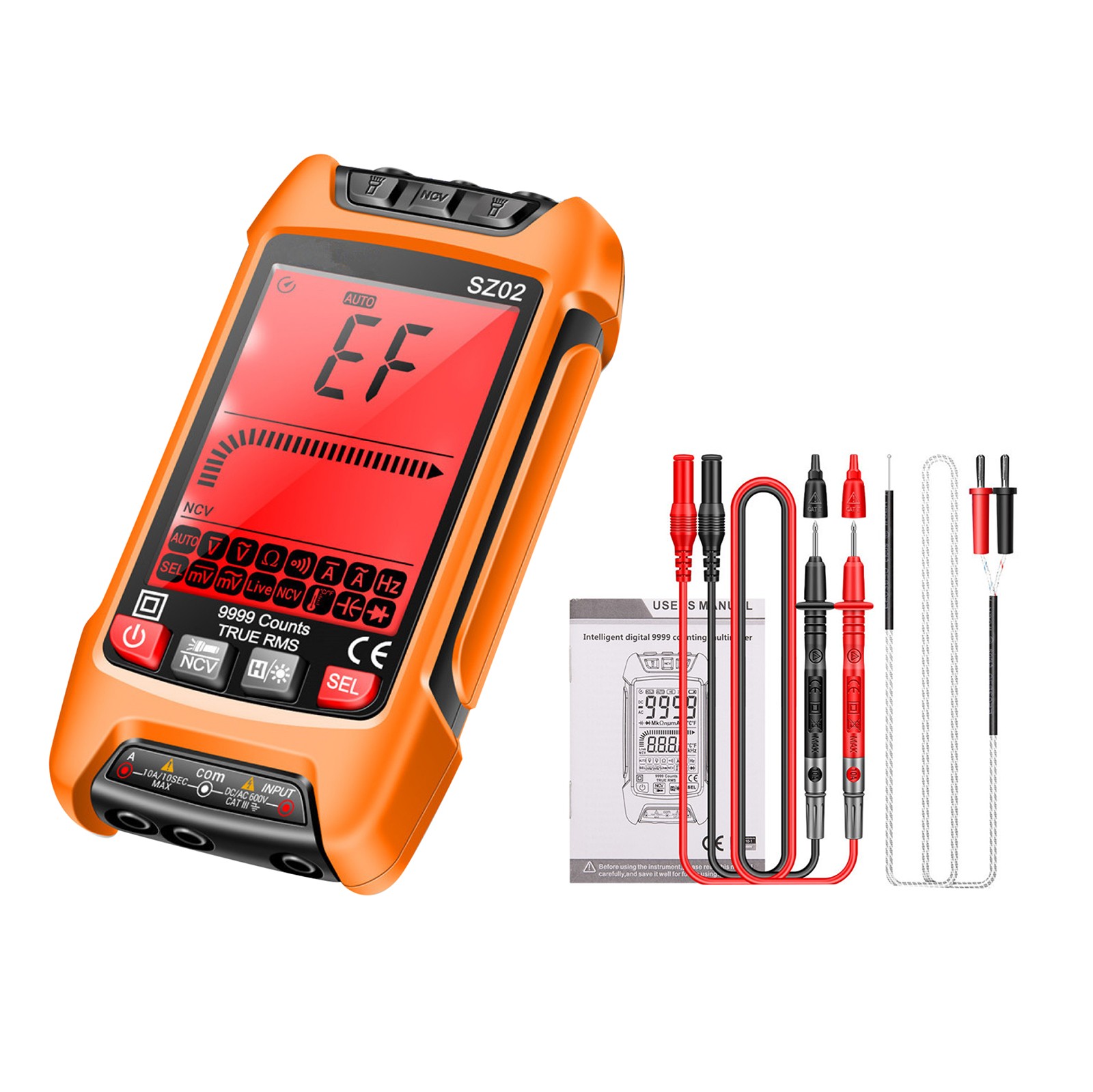 Smart Digital Multimeter 9999 Counts True RMS Auto Electrical Capacitance Meter/