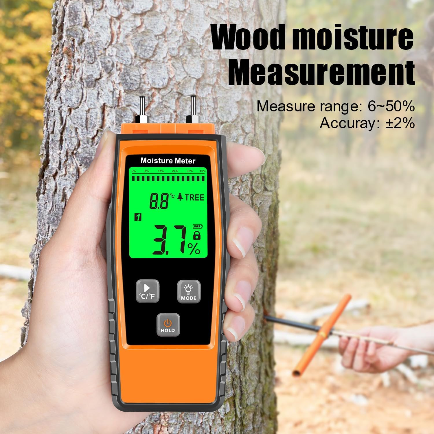 Wood Moisture Meter, Wood Moisture Meter for Lumber Walls Logs, Firewood Moistur