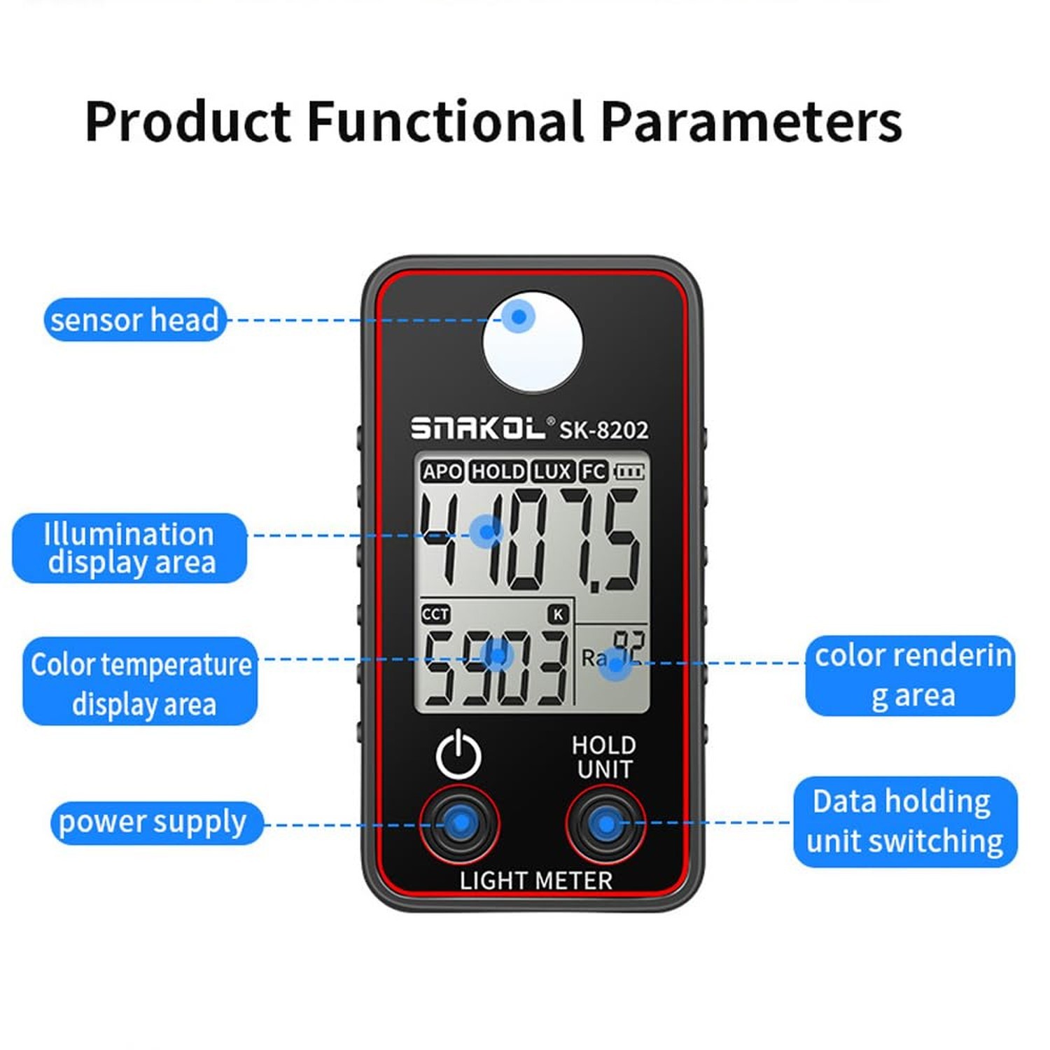 Color Temperature Tester High Precise Illuminance Meter 0.5-300000LUX LED Ill…