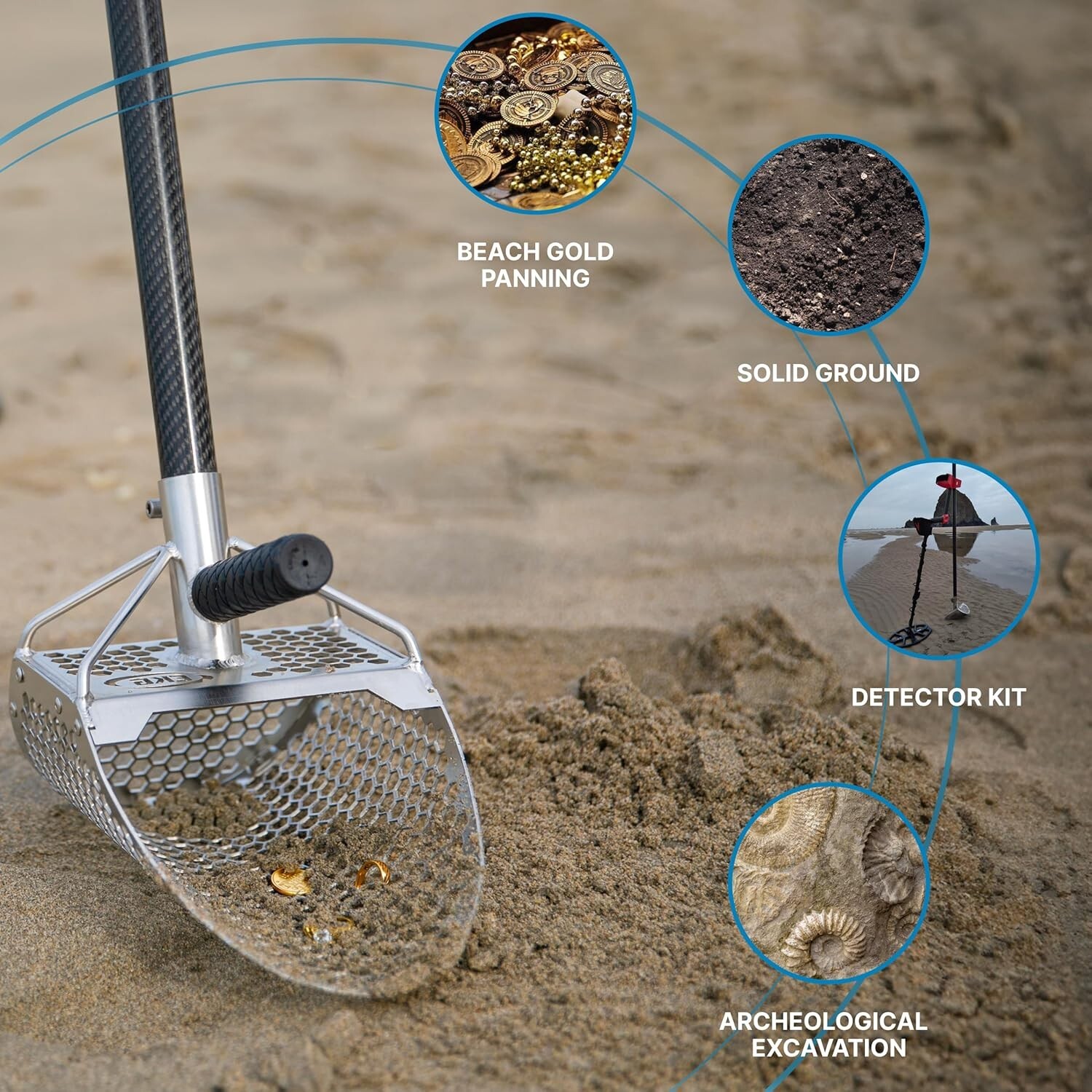 CKG Sand Scoop for Metal Detecting Sand Sifter Scoop Stainless Steel, 11×7 Model