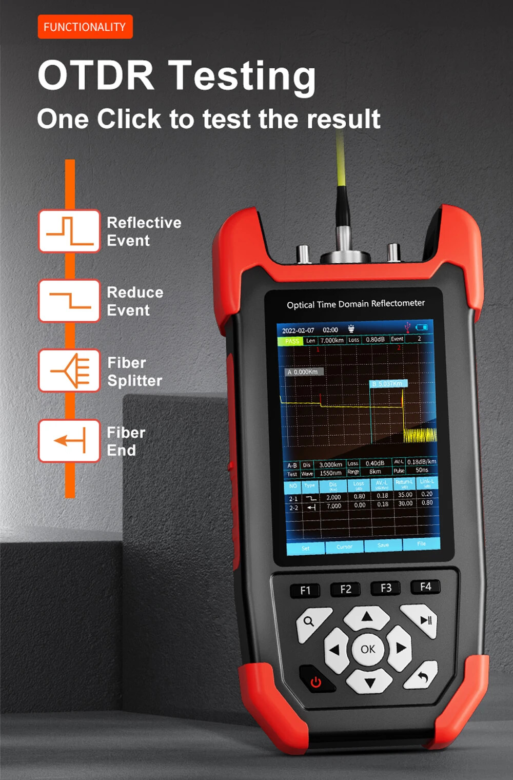 3.5in LCD Screen Fiber Tester 1310/1550nm Optical Time Domain Reflectometer