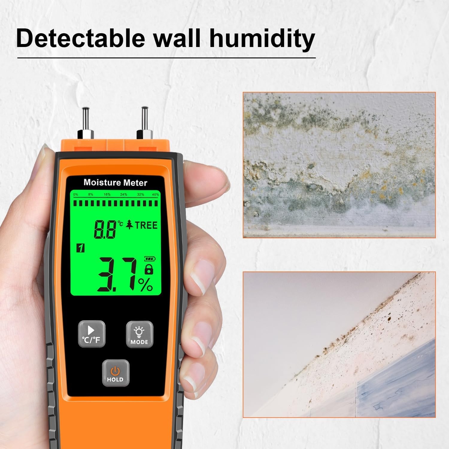 Wood Moisture Meter, Wood Moisture Meter for Lumber Walls Logs, Firewood Moistur
