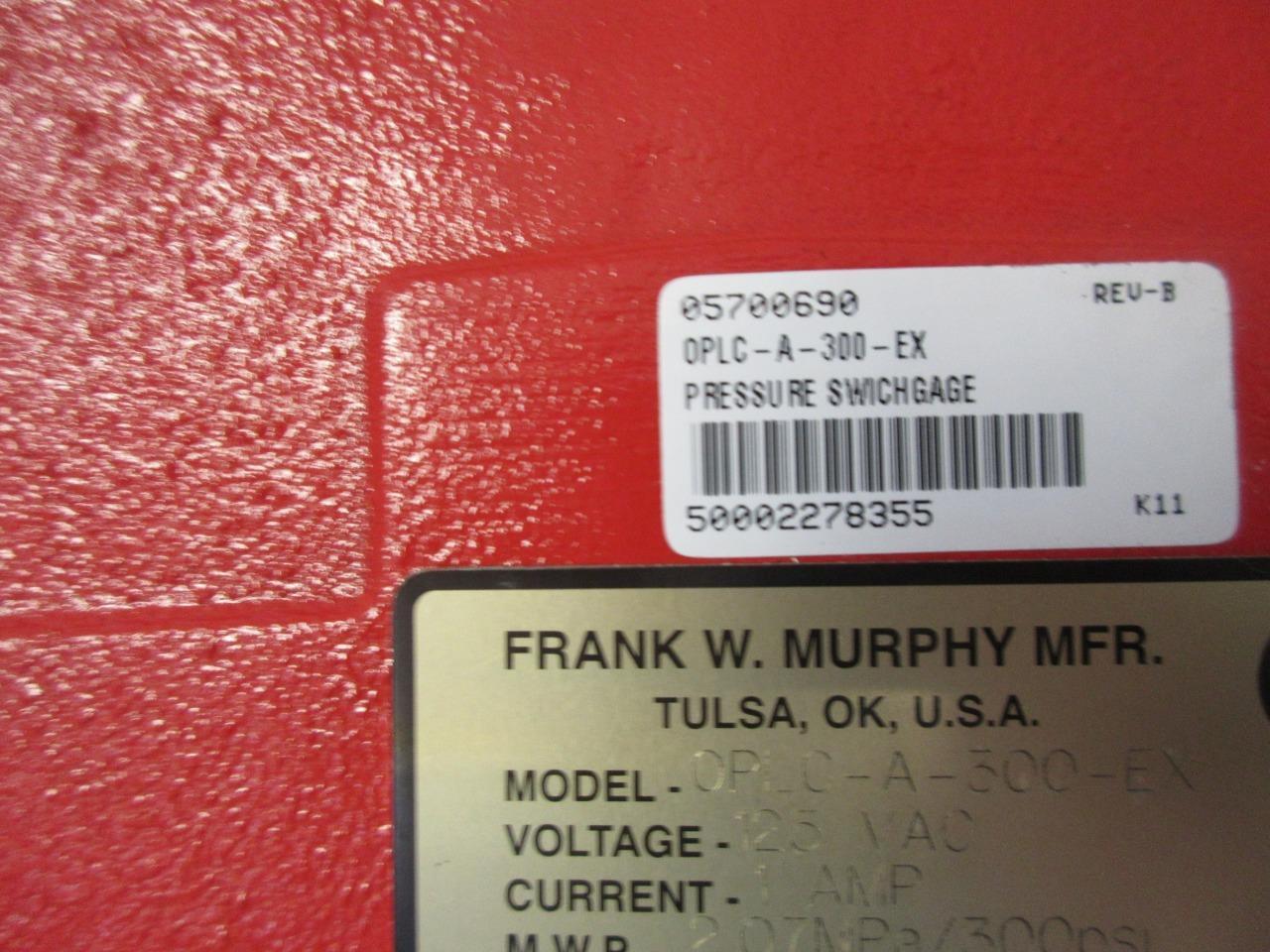 MURPHY EXPLOSION-PROOF PRESSURE SWITCHGAUGE OPLC-A-300-EX 125V 1A 300PSI/2.07MPA