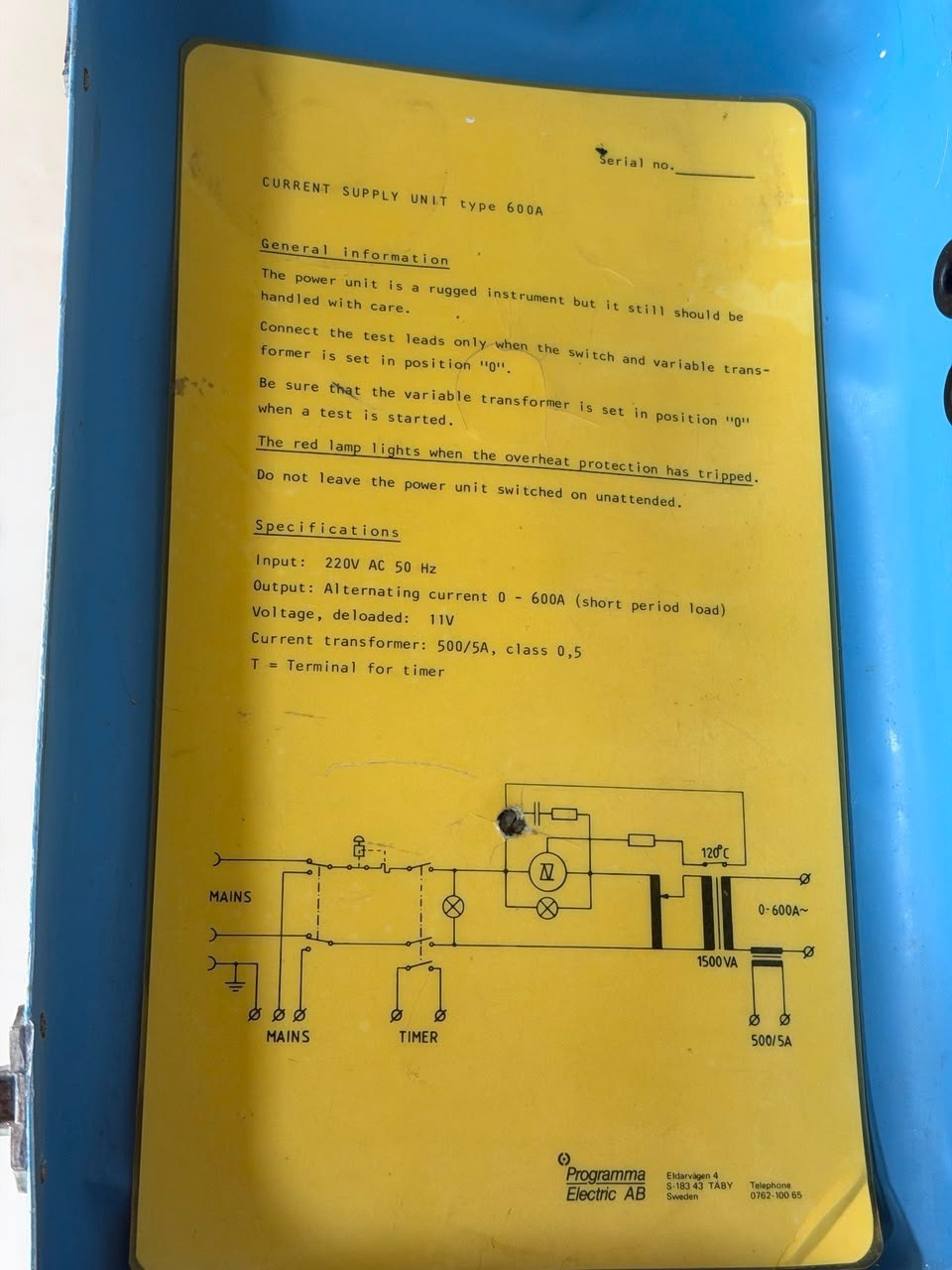 Programma Sweden / Current Supply Unit / Type 600A / CSU600A