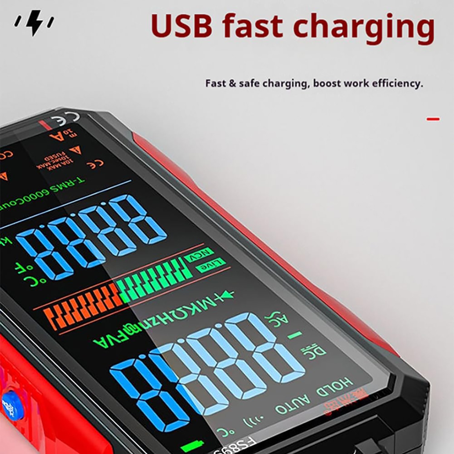 USB Rechargeable Digital Multimeter 6000 Counts Large Color Screen & Backlight
