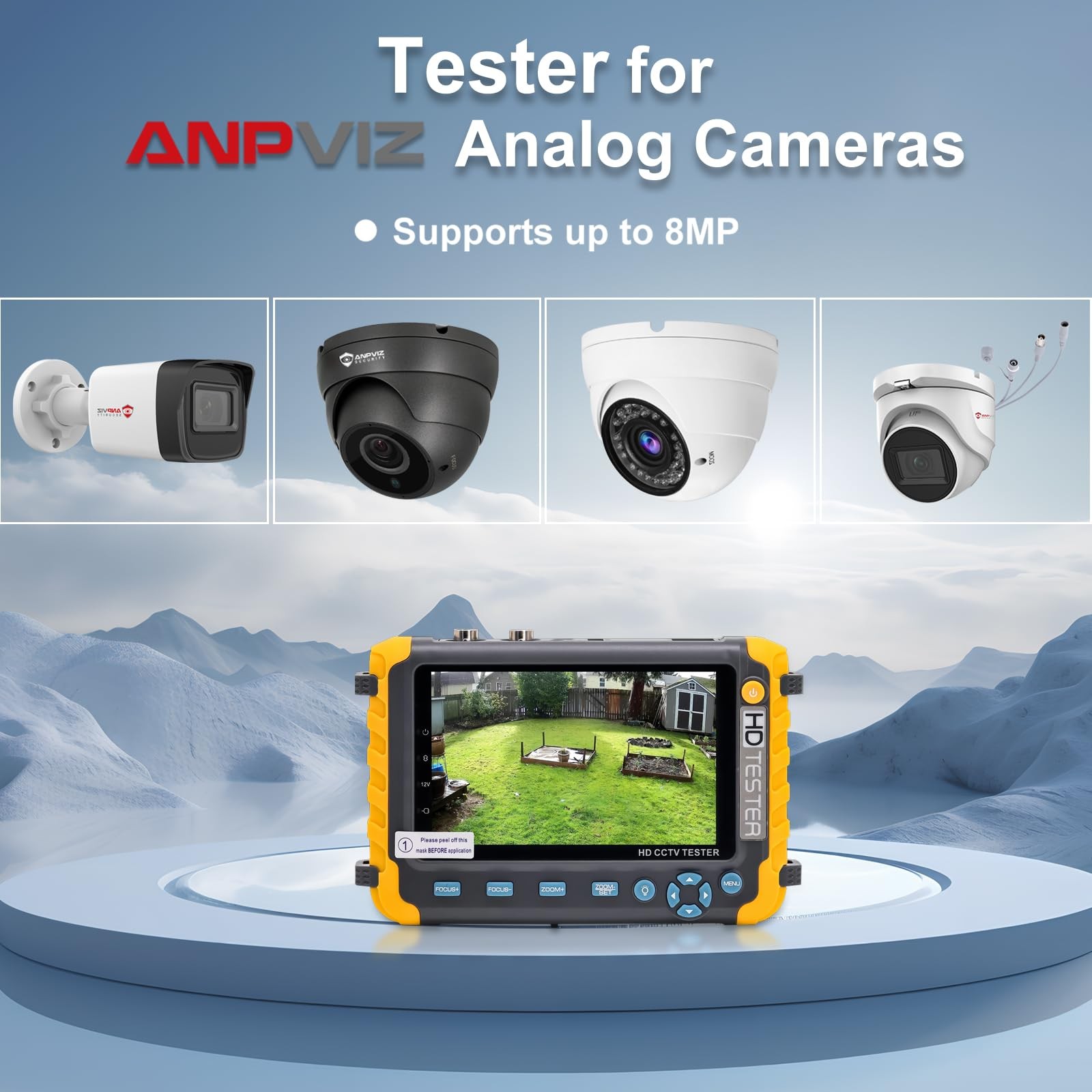 Anpviz 5 Inch 4 in 1 CCTV Monitor Tester, AHD/TVI/CVI/CVBS IV8-GM, Orange