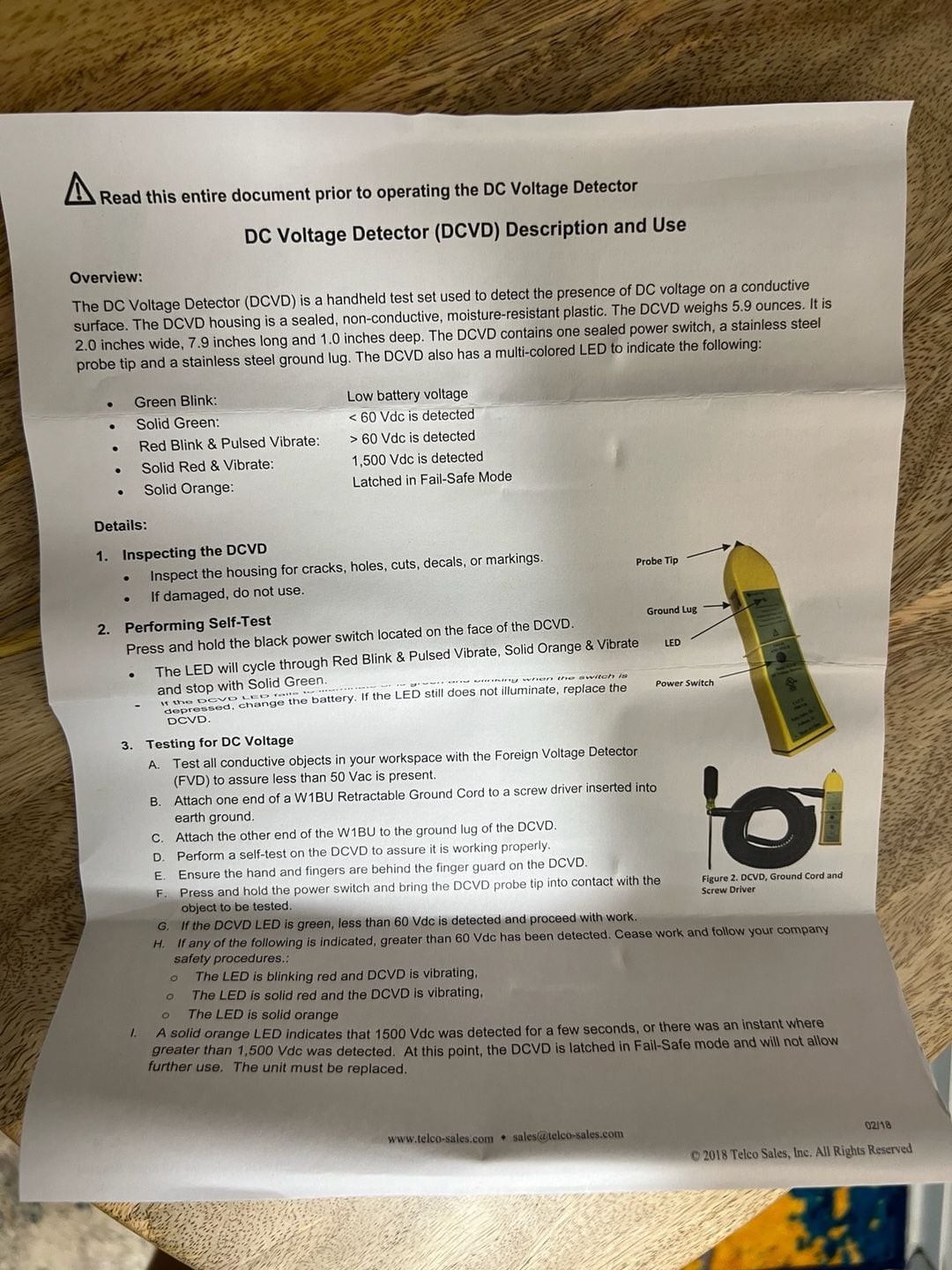 Telco Sales, Inc. Model DCVD DC Voltage Detector with Nylon Pouch