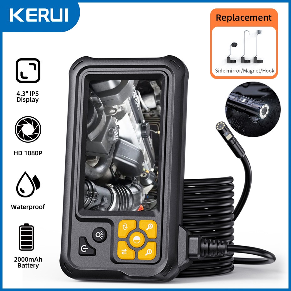LCD Endoscope 1080P HD Industrial Borescope 4.3inch 8mm Inspection Snake Camera