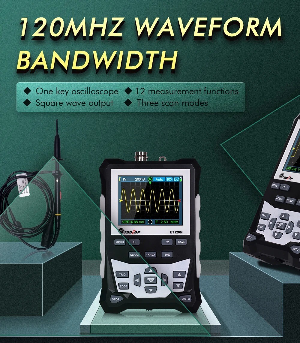 TOOLTOP ET120M Auto Digital Oscilloscope Scope Portable Repair USB C DSO