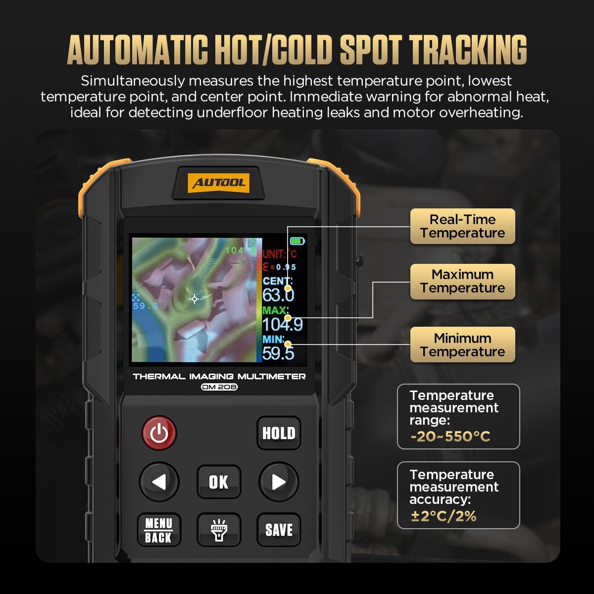 Thermal Imaging Camera 2 in 1 Digital Multimeter 25000count for Car Industrial