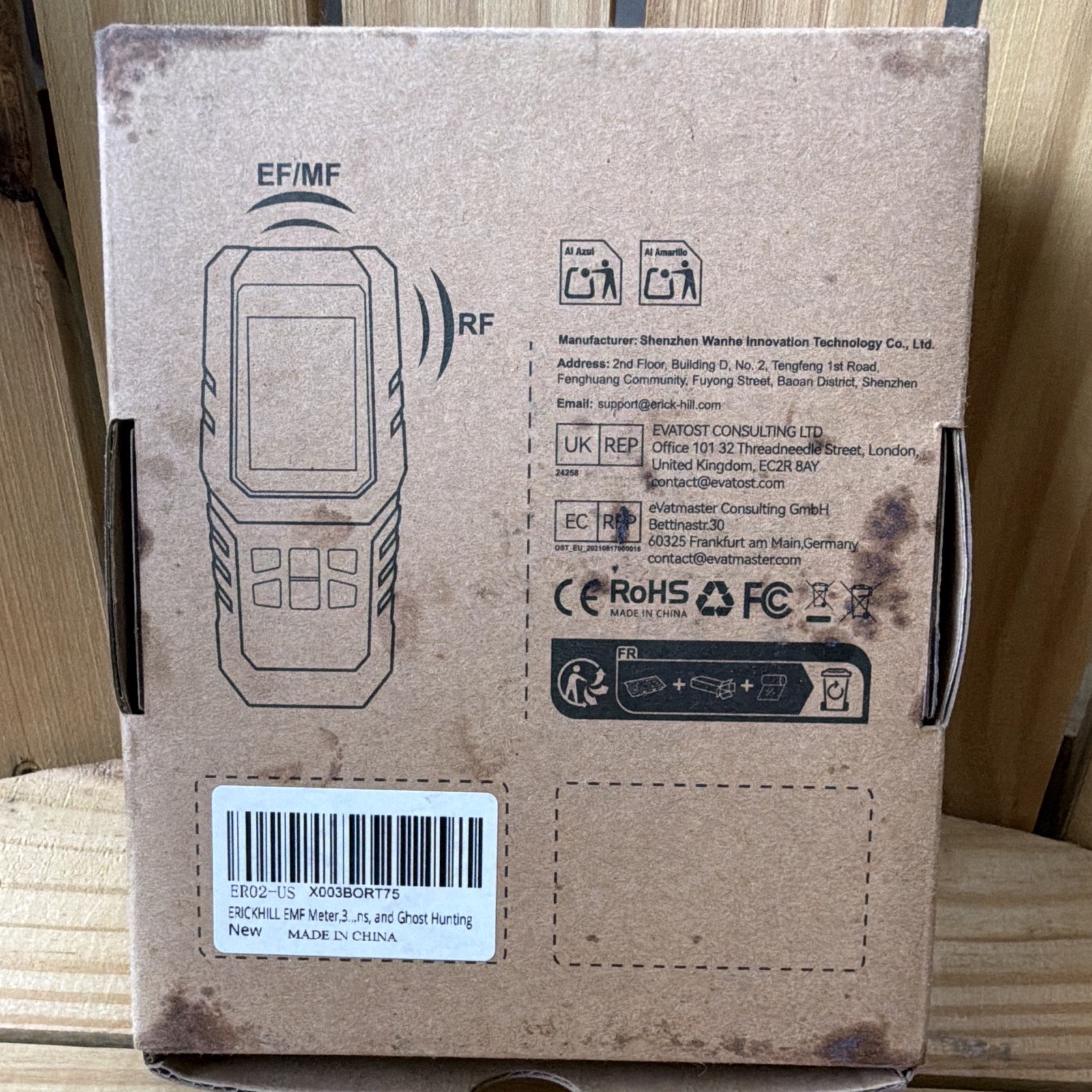 Erickhill ER02 EMF Meter Triple Axis 50Hz-3.5GHz w/ USB Cable & Manual