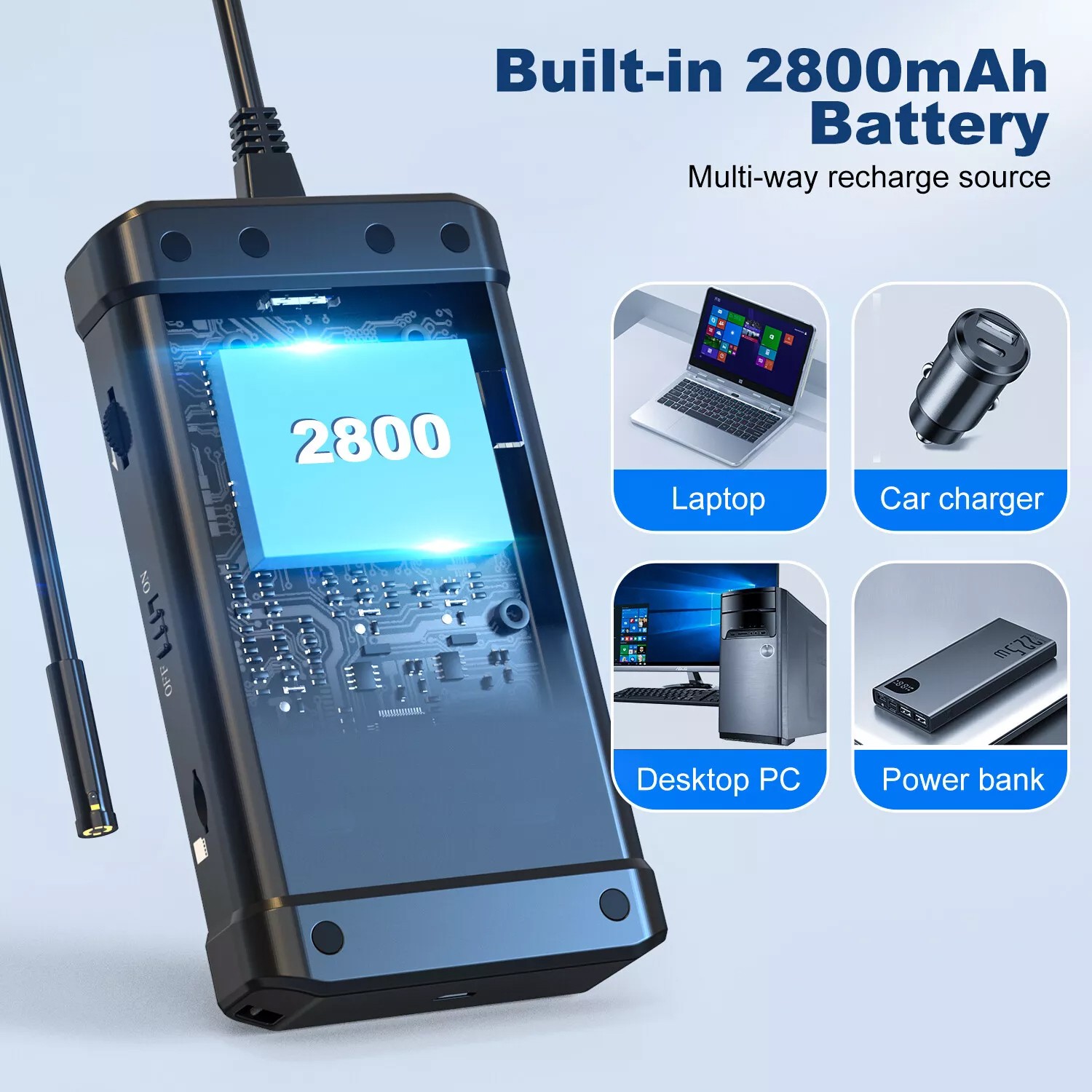 Oiiwak Endoscope – 8mm borescope camera, 4.3″ 1080p Screen, 1080P HD Video