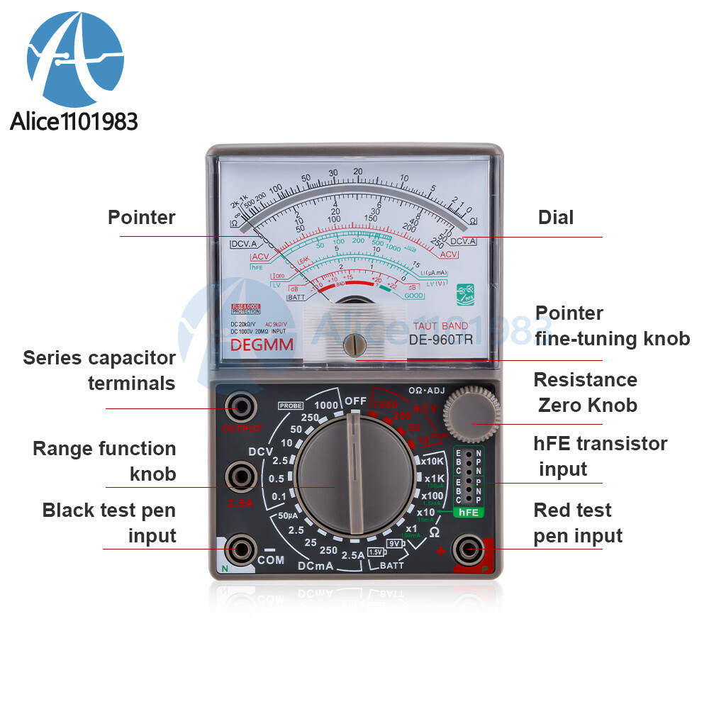 AC DC 1000V Pointer Type Analog Multimeter Meter Voltage Current Resistance