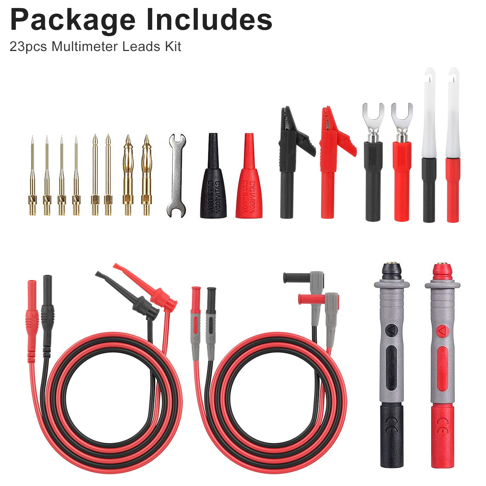 23 in 1 Multimeter Test Lead Kit for Meter Electrical Alligator Clip Probe