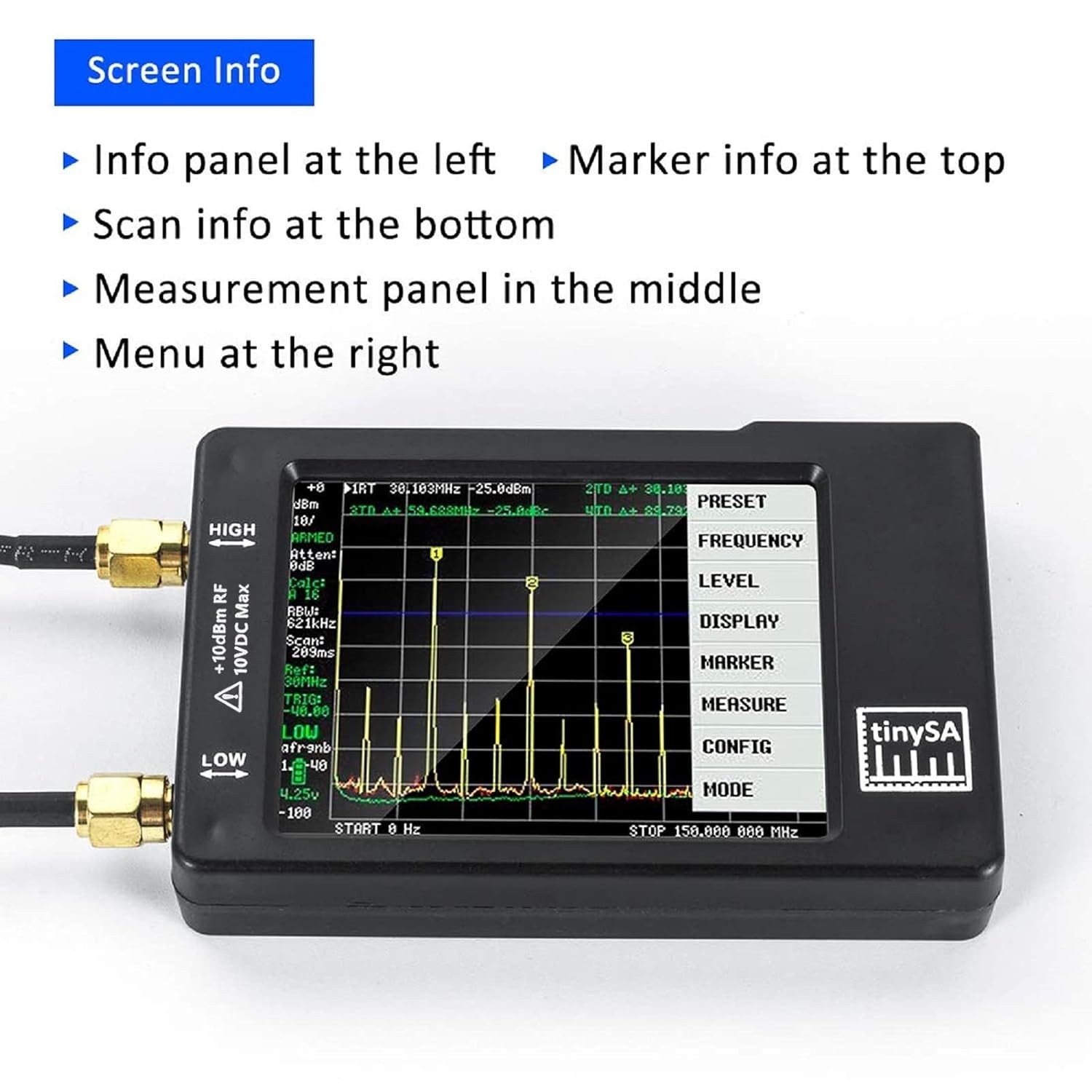 Handheld Frequency Analyzer Signal Generator 0.1MHz-960MHz Touchscreen RF Tool