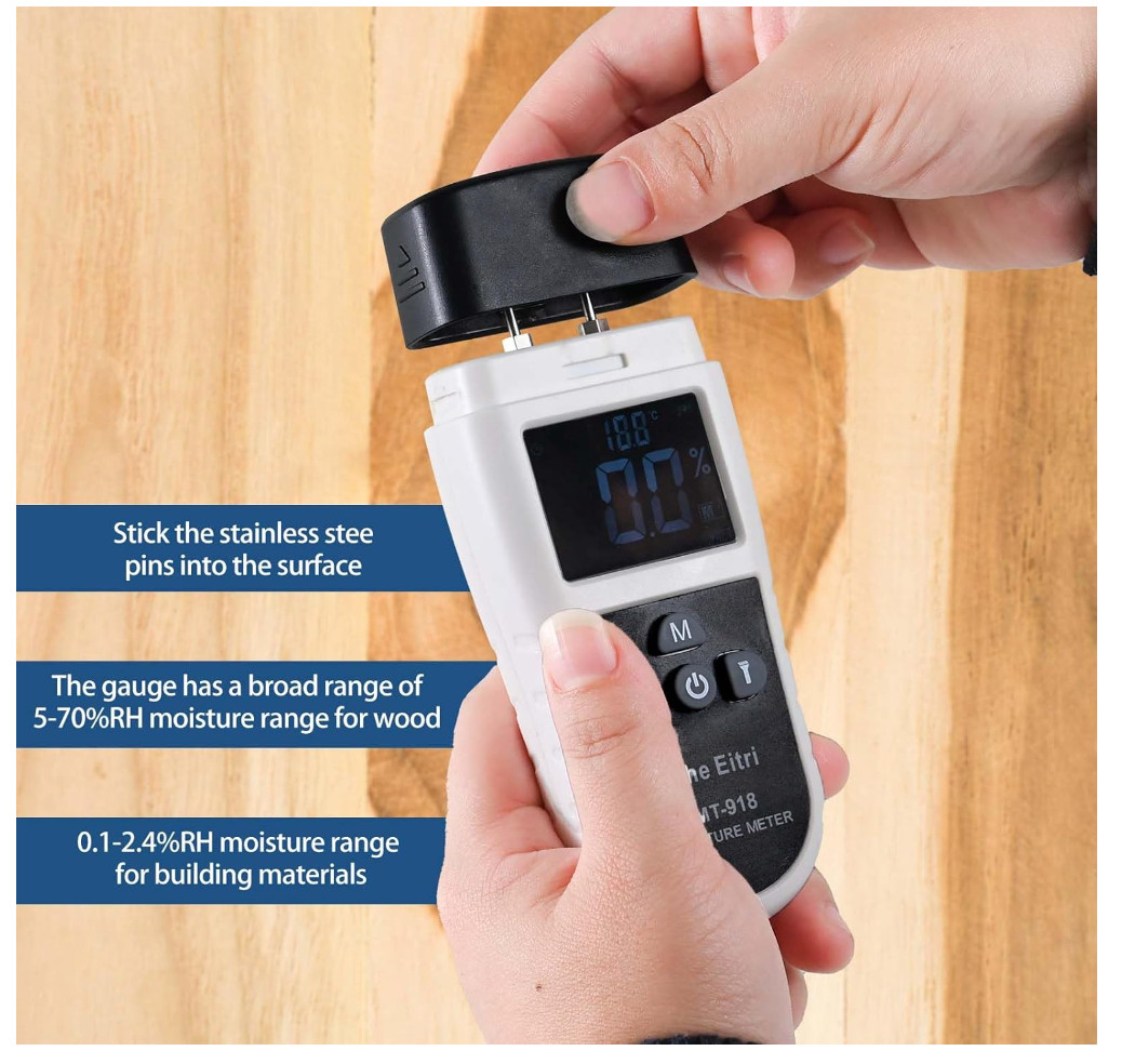 Wood Moisture Meter with Flashlight, Water Leak Detector, Moisture Tester