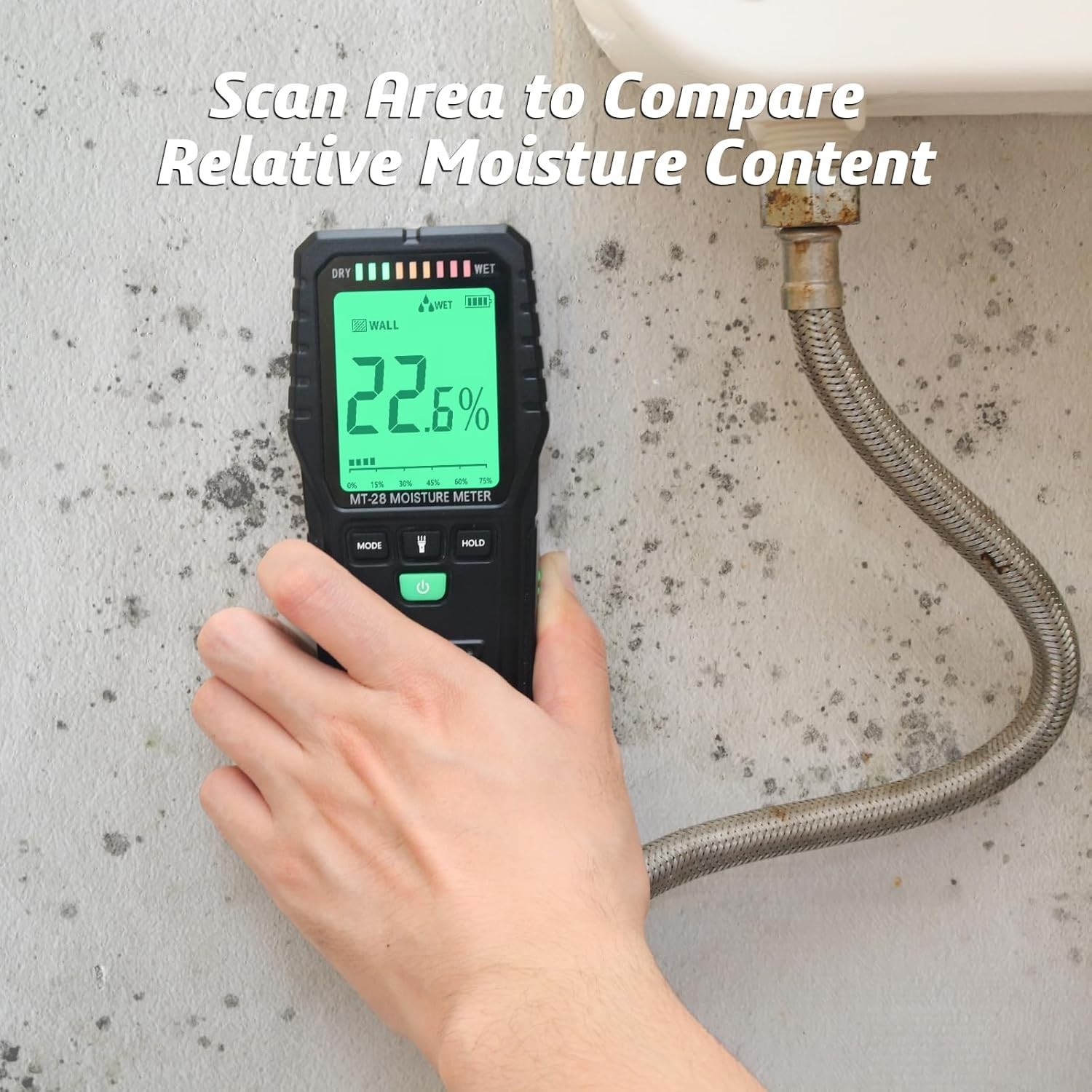 Pinless Wood Moisture Meter – Drywall, Mold & Lumber Moisture Detector with LCD