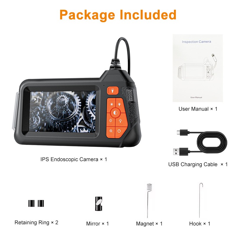 HD LED Industrial Endoscope Borescope 1080P 5.5mm Inspection Camera IP67 4.3inch