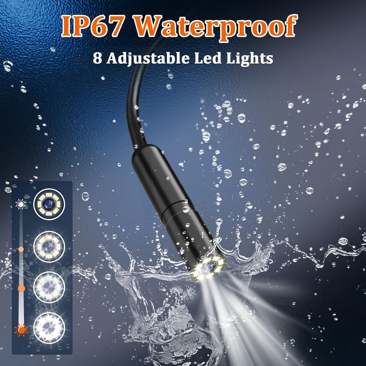 LCD Endoscopes 1080P HD Industrial Borescope 4.3inch 8mm Inspection Snake Camera