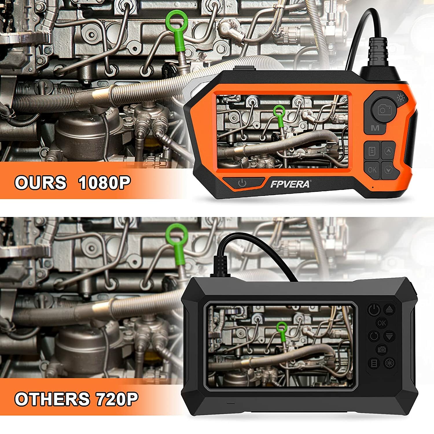 Dual Len Industrial Endoscope 4.5″ 1080P Digital Borescope Inspection Camera USA