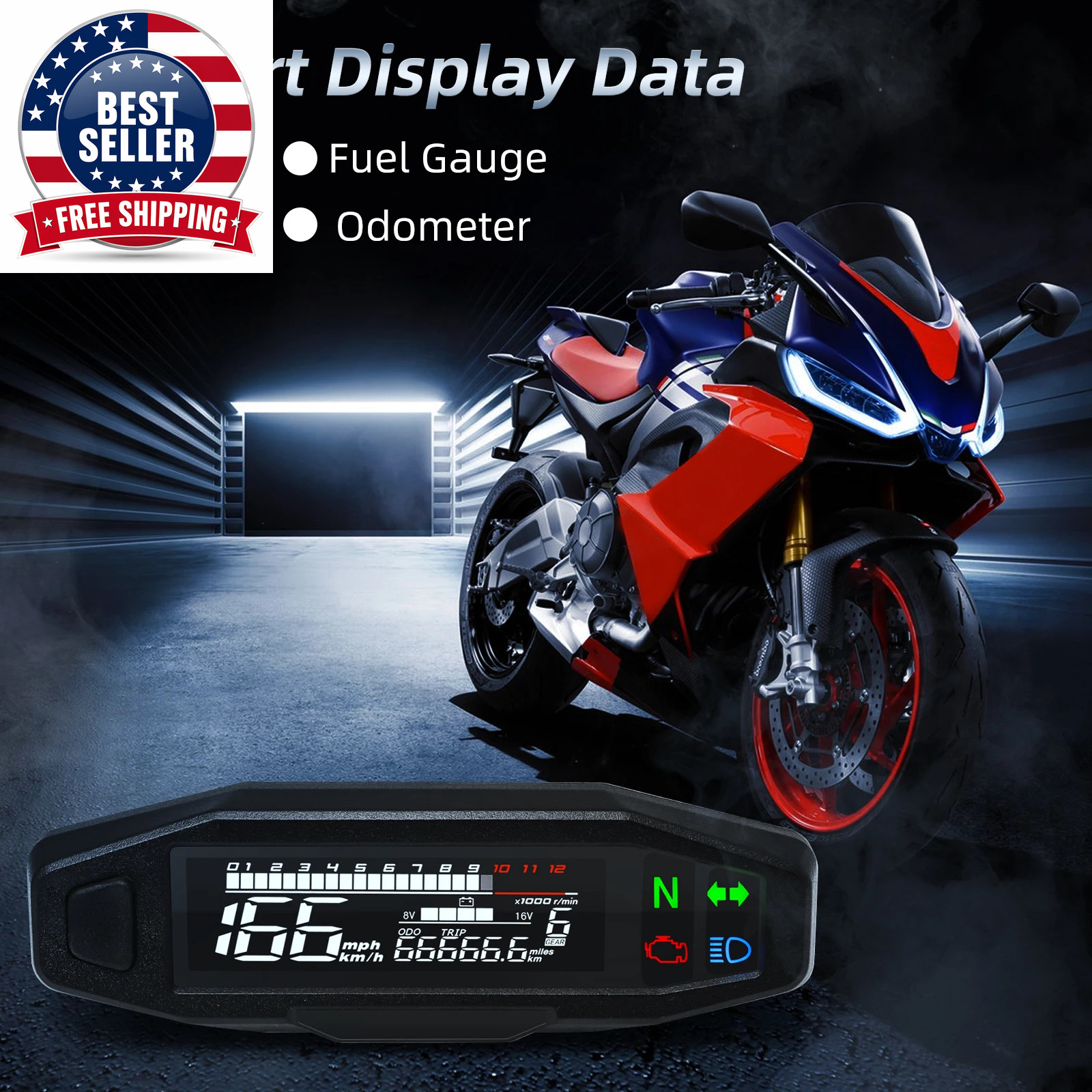AD Motorcycle Digital Dash Universal GPS Speedometer KM/H with Turn Signal Light