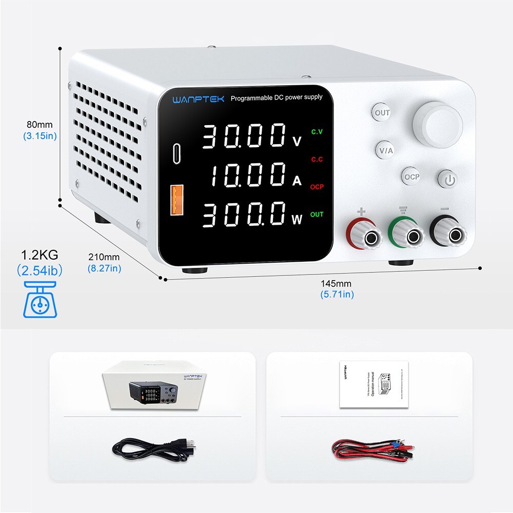 DC Adjustable 0-30/60/120V Lab Programmable Power Supply Variable Bench Switch