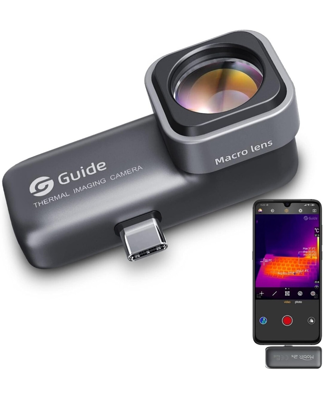 NEW Guide MobIR 2S Auto Focus Thermal Imager Smartphone Infrared 10x Macro Lens