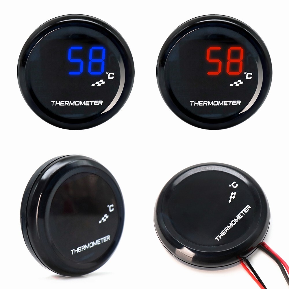 22mm Red/Blue Water Temp Gauge Digital LED Temperature Motorcycle Auto Meter