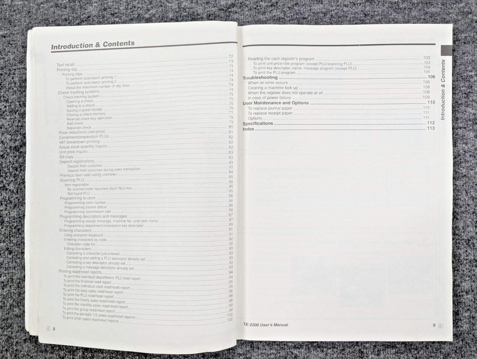 Casio TE-2200 OEM Cash Register Instruction Manual English & Spanish
