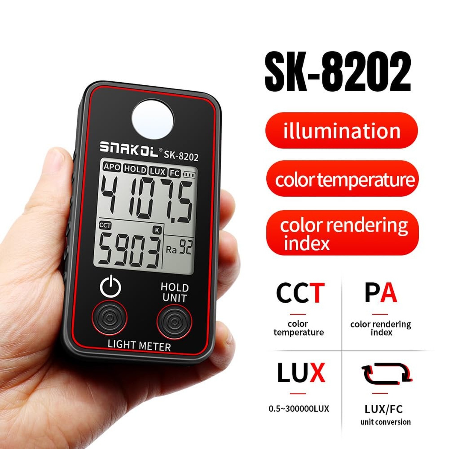 Color Temperature Tester High Precise Illuminance Meter 0.5-300000LUX LED Ill…