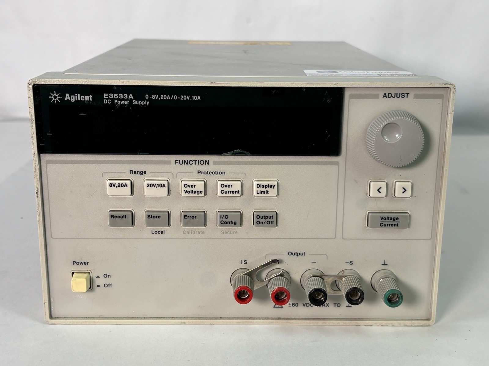 Agilent E3633A Variable DC Power Supply 0-8V 20A/0-20V 10A NO Power Cord